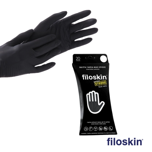 Filoskin Extra Strong nitrile gloves black powder-free