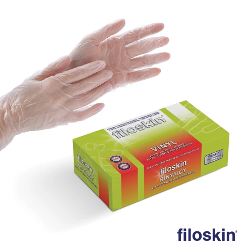 Filoskin vinyl gloves white (clear) powdered