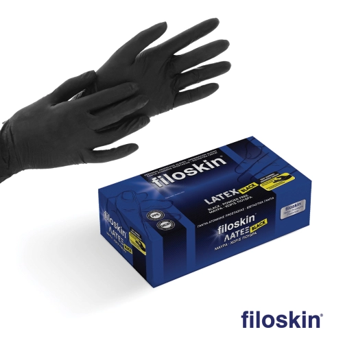 Filoskin latex gloves black powder-free