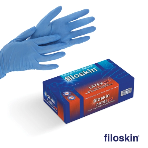 Filoskin latex gloves blue powdered