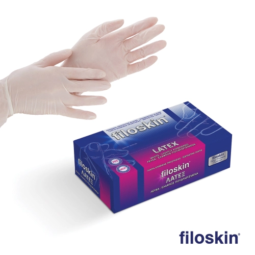 Filoskin latex gloves white powdered