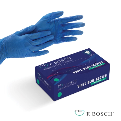F. Bosch vinyl gloves blue powdered