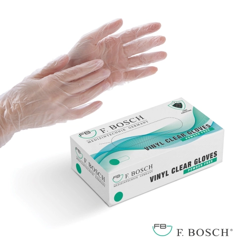 F. Bosch vinyl gloves white (clear) powder-free