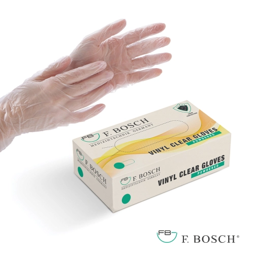 F. Bosch vinyl gloves white (clear) powdered