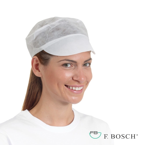 F. Bosch Cap with Visor Non-Woven (without Snood), White
