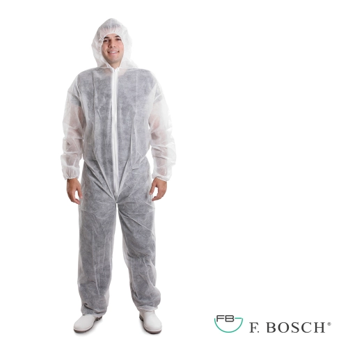 F. Bosch Φόρμα Ολόσωμη Non Woven με Κουκούλα φερμουάρ, Λευκή XL