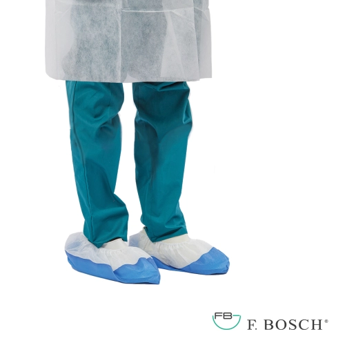 F. Bosch Shoe Cover (PP+CPE), Anti Slippery, White/Blue